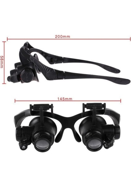 Gözlük Modeli 10X 15X 20X 25X Lens 2 LED Işıklı Büyüteç fiyatları