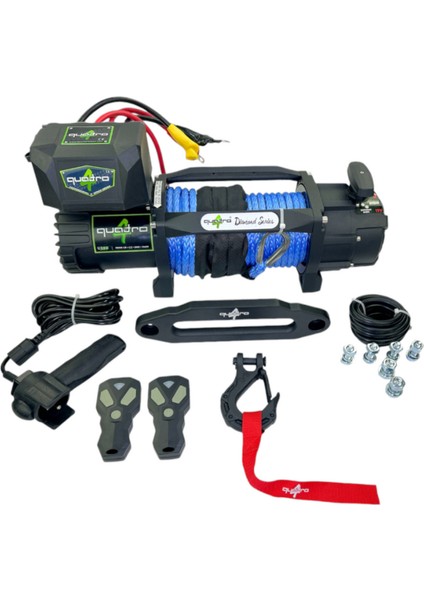 12V 13500 Lb Mavi Sentetik Halatlı Offroad Vinci