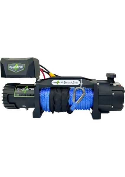 12V 13500 Lb Mavi Sentetik Halatlı Offroad Vinci