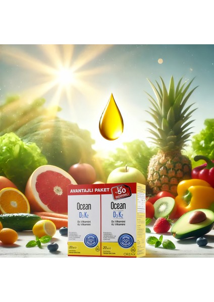 D3K2 Vitamin 20 ml Damla 2'li Orjinal
