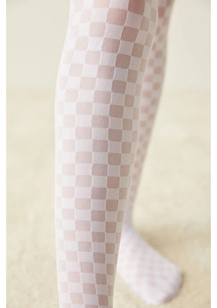 Kız Çocuk Turuncu Little Dama Desenli Külotlu Çorap