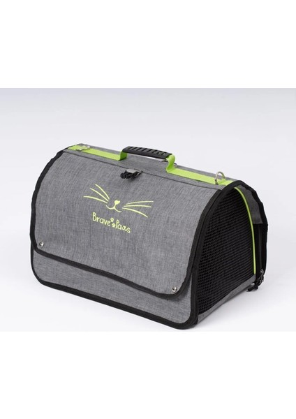 Brave Paws Flybag Plastik Yırtılmaz Fileli Kedi ve Köpek Taşıma Çantası Seyahat Çantası Gri 45X25X26CM