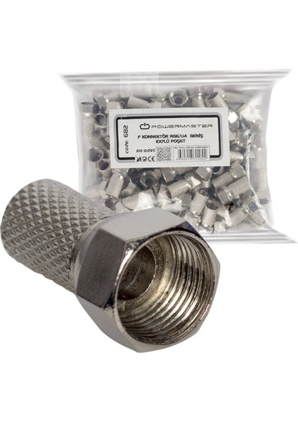 F Konnektör Rg6/u4 18MM Geniş 100LÜ Poşet - (4887)