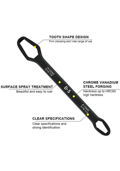 Universal Anahtarı Çift Kafalı Çok Fonksiyonlu 6-22MM (4887)