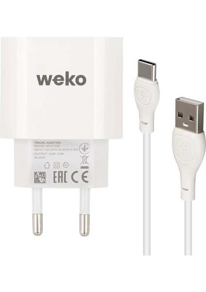WK-21442 Pdu Qc 3.0 Amper Şarj Başlık Adaptörü + Type-C Kablo (No:1) (4887)
