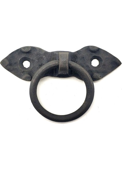 Antika Tarz Dekoratif Pirinç Yaprakmobilya Kulbu, Kapı Kilit Halkası - 80 Mm, Oksit