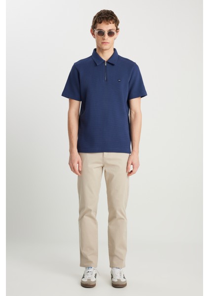 Relaxed Fit Half Zip Erkek Polo T-Shirt W7NQ205286410