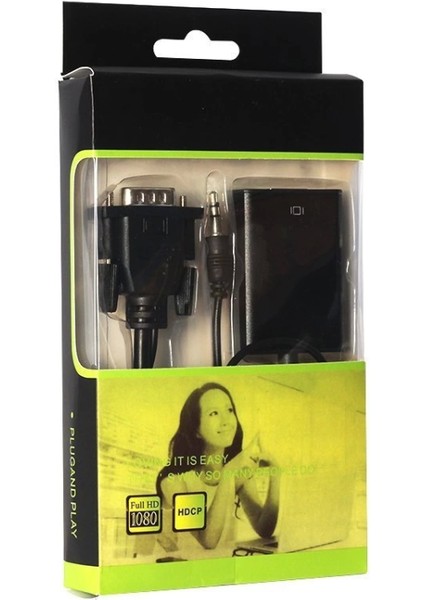VGA Erkek To HDMI Dişi Dönüştürücü Kablo (4887)
