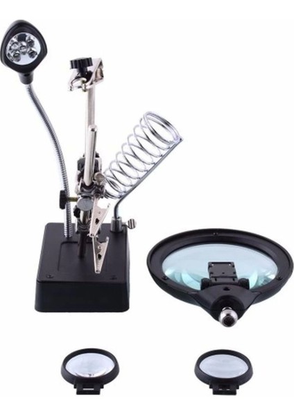 Masa Üstü Mandallı 2.5X90 mm 7.5X34 mm Mercekli Adaptörlu Işıklı Büyüteç modelleri