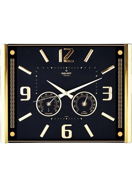 Premium Barometreli Isı - Nem Ölçer Kabartma Rakamlı Duvar Saati 41.5X32CM 707-A-1 (4887)