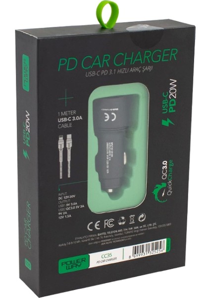 Yeni Nesil Usb-C (Iphone To Type-C) Araç Şarj Seti (PD18W) (4887)