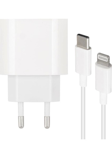 WK-21443 Pd-C 20 Watt Type-C Şarj Başlık Adaptörü + Type-C To Lıghtnıng Kablo (No:9) (4887)