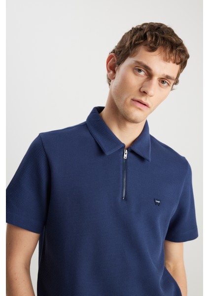 Relaxed Fit Half Zip Erkek Polo T-Shirt W7NQ205286410 fırsatları