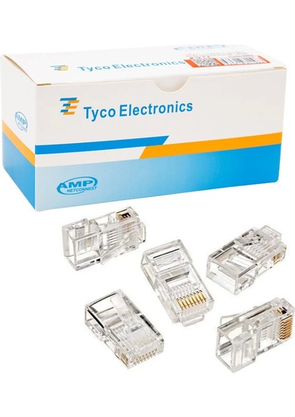 RJ45 Cat5/cat6 Uç 8P8C Kutulu (100LÜK Paket) Kutulu Amp Netconnest (4887)