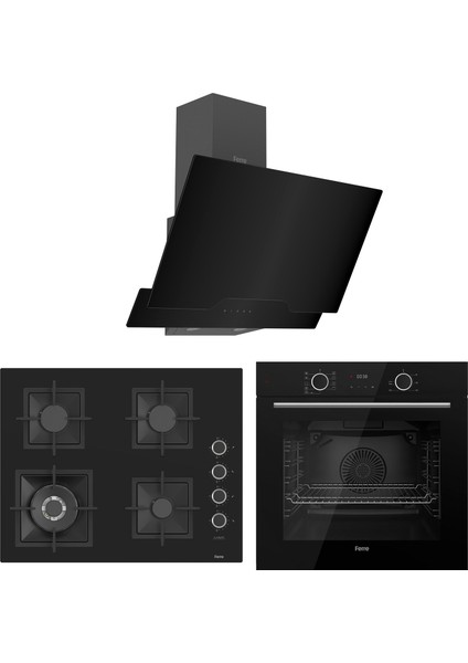 Fryart Sc Serisi Wok'lu Siyah 3'lü Ankastre Set ( XE63CS-SC405-D063 )