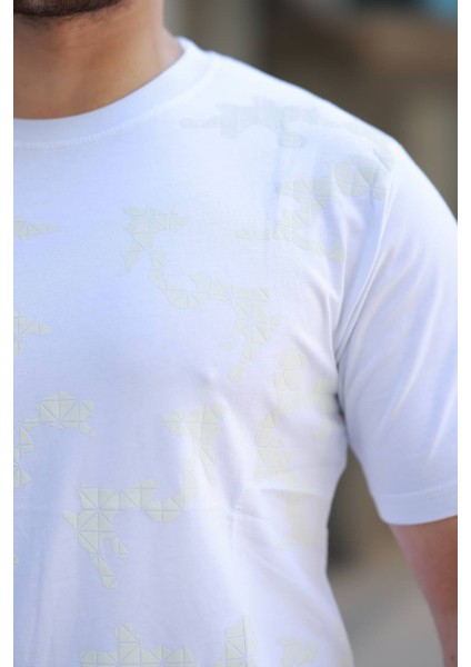 Baskılı Bisiklet Yaka Tshirt