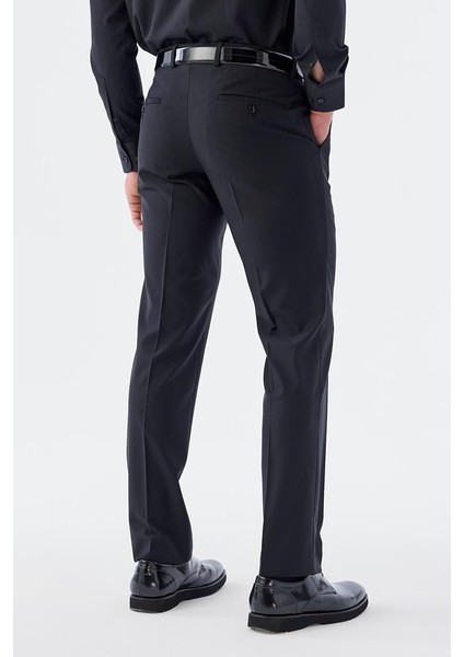 Siyah Regular Fit Yan Cep Kumaş Pantolon
