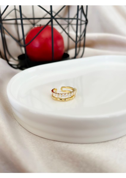 Zirkon Taşlı Alyans Model Çelik Ayarlanabilir Yüzük