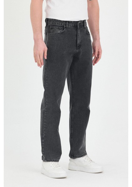 Erkek Baggy Fit Kot Pantolon Füme fiyatları