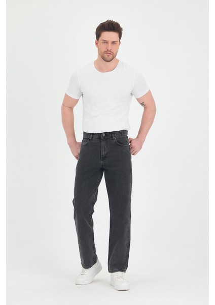 Erkek Baggy Fit Kot Pantolon Füme modelleri