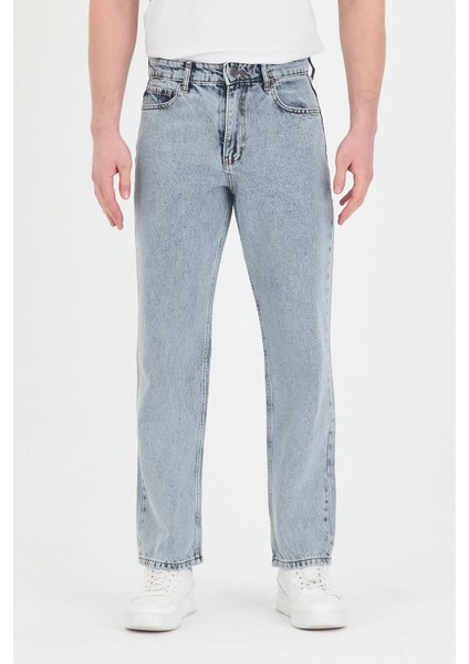 Erkek Baggy Fit Kot Pantolon Kar Yıkama