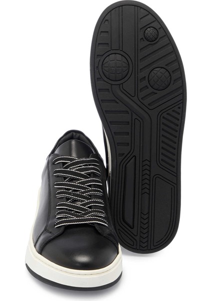 Siyah Hakiki Deri Erkek Sneaker - E24I1AY56616-A23