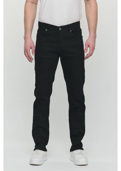 Regular Fit Likralı Erkek Denim Kot Pantolon Siyah