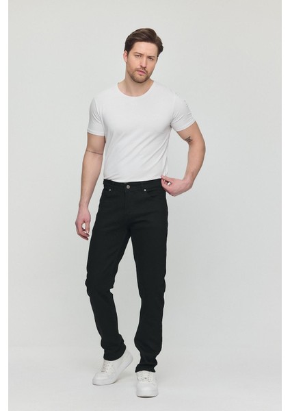 Regular Fit Likralı Erkek Denim Kot Pantolon Siyah modelleri
