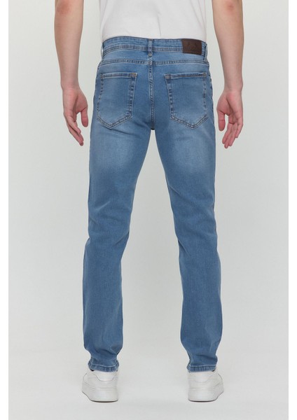 Regular Fit Likralı Erkek Denim Kot Pantolon Mavi indirimleri