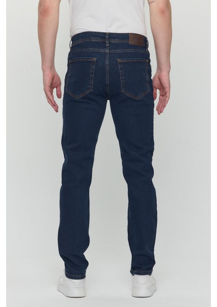 Regular Fit Likralı Erkek Denim Kot Pantolon Lacivert indirimleri