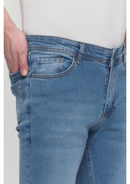 Regular Fit Likralı Erkek Denim Kot Pantolon Mavi fırsatları
