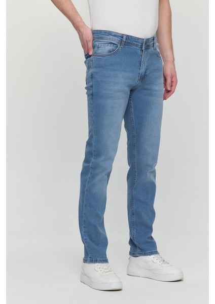 Regular Fit Likralı Erkek Denim Kot Pantolon Mavi fiyatları