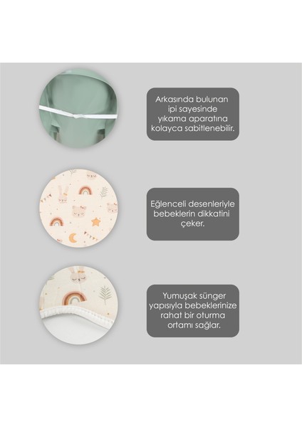 2'li Bebek Yıkama Aparatı ve Minder Seti - Vakumlu Küvet Oturağı, Yıkanabilir Oturak Minderi Yeşil fiyatları