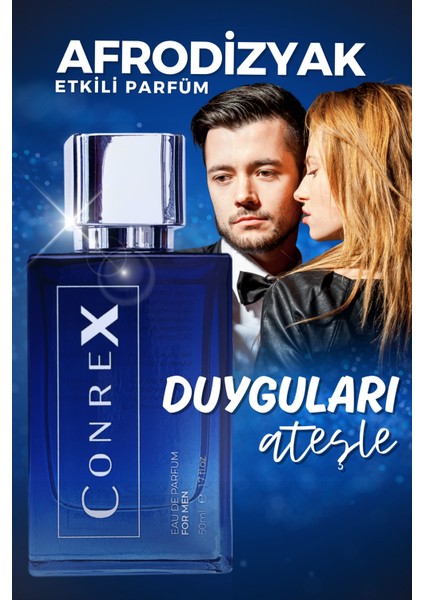 Erkeklere Özel Afrodizyak Etikili Edp Parfüm 50ml + 5 ml Taşınabilir Mini Şişe Hediyeli!