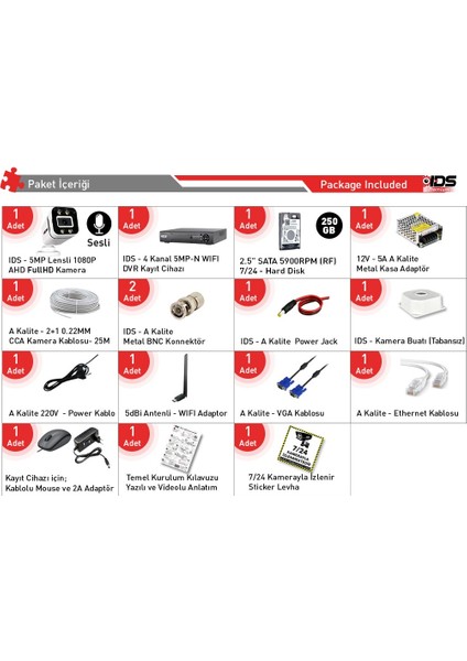 Sesli - 1 Kameralı Fullhd Gece Renkli ve Işıklı Güvenlik Kamerası - Kamera Seti 250GB Disk fiyatları