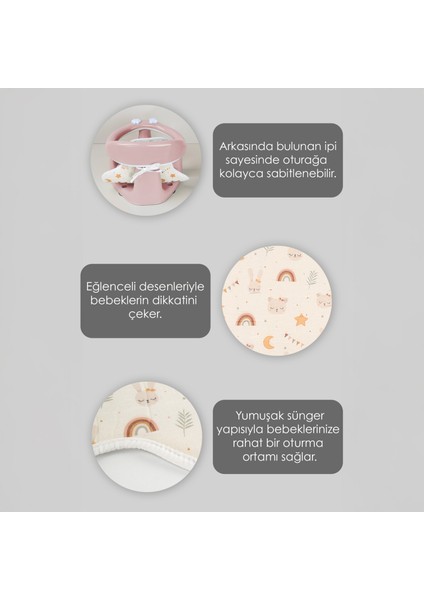 3'lü Set - Vakumlu Bebek Yıkama Aparatı, Vakumlu Destekli Banyo Oturağı, Banyo Oturak Minderi Pembe