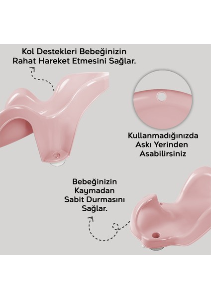 2'li Bebek Yıkama Aparatı ve Minder Seti - Vakumlu Küvet Oturağı, Yıkanabilir Oturak Minderi Pembe modelleri