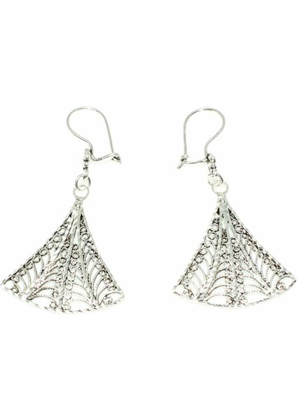 925 Ayar Gümüş Yelpaze Modeli Telkari Küpe