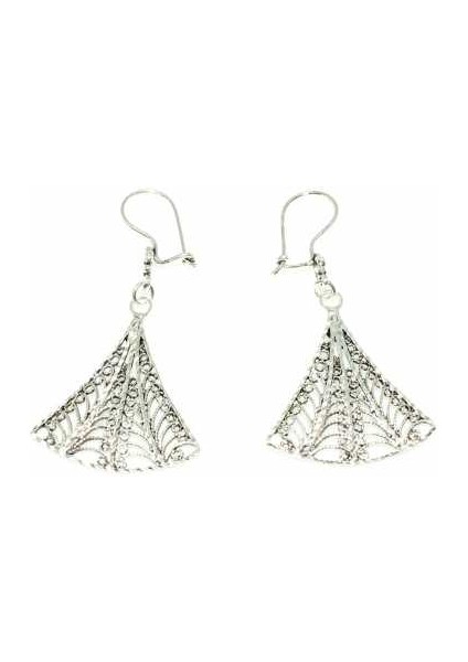 925 Ayar Gümüş Yelpaze Modeli Telkari Küpe fırsatları