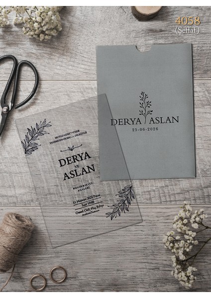 4058 Ekolife Düğün ve Nişan Davetiyesi 300 Adet Al 100 Adet Bizden