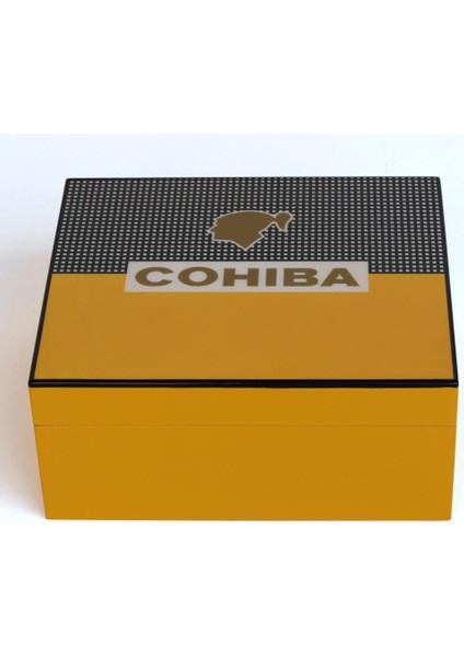Sarı-Gri Nokta Desenli Humidor Puro Kutusu