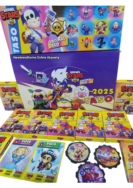 Brawlstars 2025 Orijinal Taso-Kart (12 Minik Kutu 24 Adet Karakter Kartı 36 Adet Karakter Taso) Oyun Kağıtları