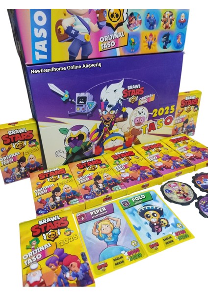Brawlstars 2025 Orijinal Taso-Kart (12 Minik Kutu 24 Adet Karakter Kartı 36 Adet Karakter Taso) Oyun Kağıtları