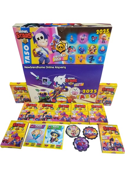 Brawlstars 2025 Orijinal Taso-Kart (6 Minik Kutu 12 Adet Karakter Kartı 18 Adet Karakter Taso) Oyun Kağıtları
