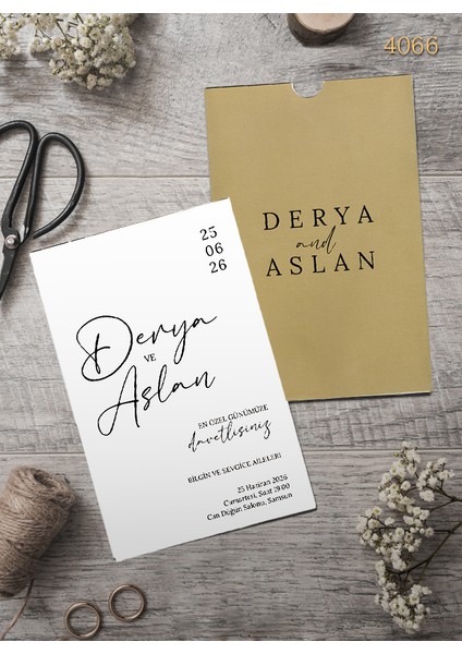 4066 Ekolife Düğün ve Nişan Davetiyesi 300 Adet Al 100 Adet Bizden