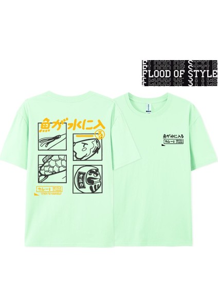 Japon Retro Moda Balık T-Shirt Erkek Kadın Kısa Kollu Boy Gevşek Bf Tarzı Çift Öğrenci Yarım
