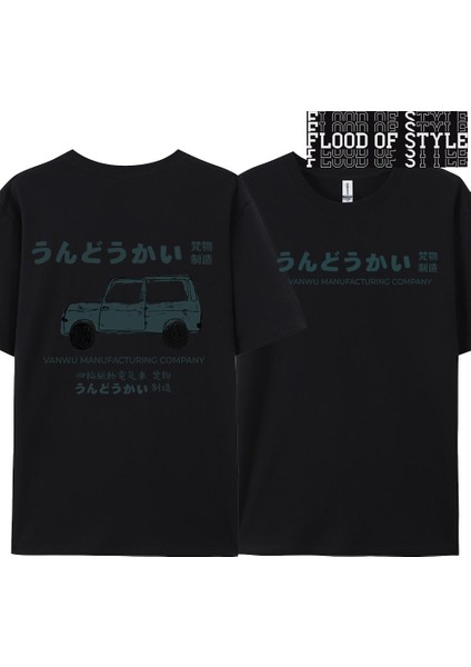 2024 Japon Moda Retro Baskı Yaz Kısa Kollu Kadın Gevşek Trendy Ins Sokak Orijinal Giysi Yumuş
