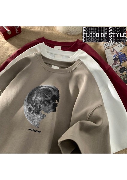 Erkek T-Shirt Büyük Boy 5xl Pamuk T Gömlek Beyaz Erkekler Için Rahat Yaz Giyim Gezegen Baskı