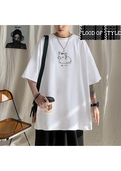 T Gömlek Erkekler Pamuk Baskılı Erkek Yaz Tişörtleri Büyük Boy Tee Gömlek 5xl Rahat T-Shirt B