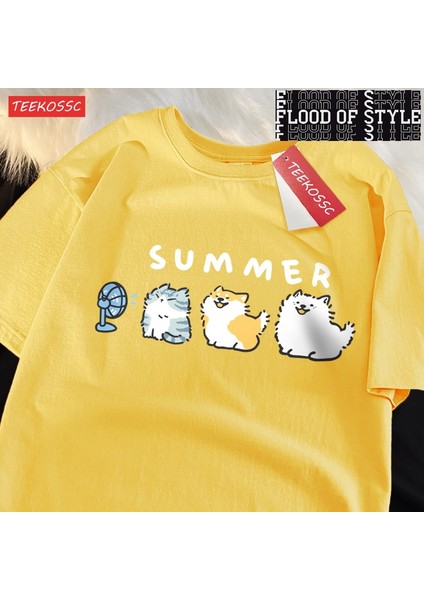 Çizgi T Chai Köpek Samo Blower Fanprinting Adam Tees Grafik Moda T Shirt Yüksek Kaliteli Günl